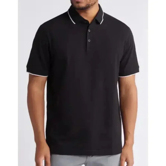 NWT Cutter & Buck Men‎ L Dry Tech Black & White Tech-Smart Performance Golf Polo - Picture 1 of 11